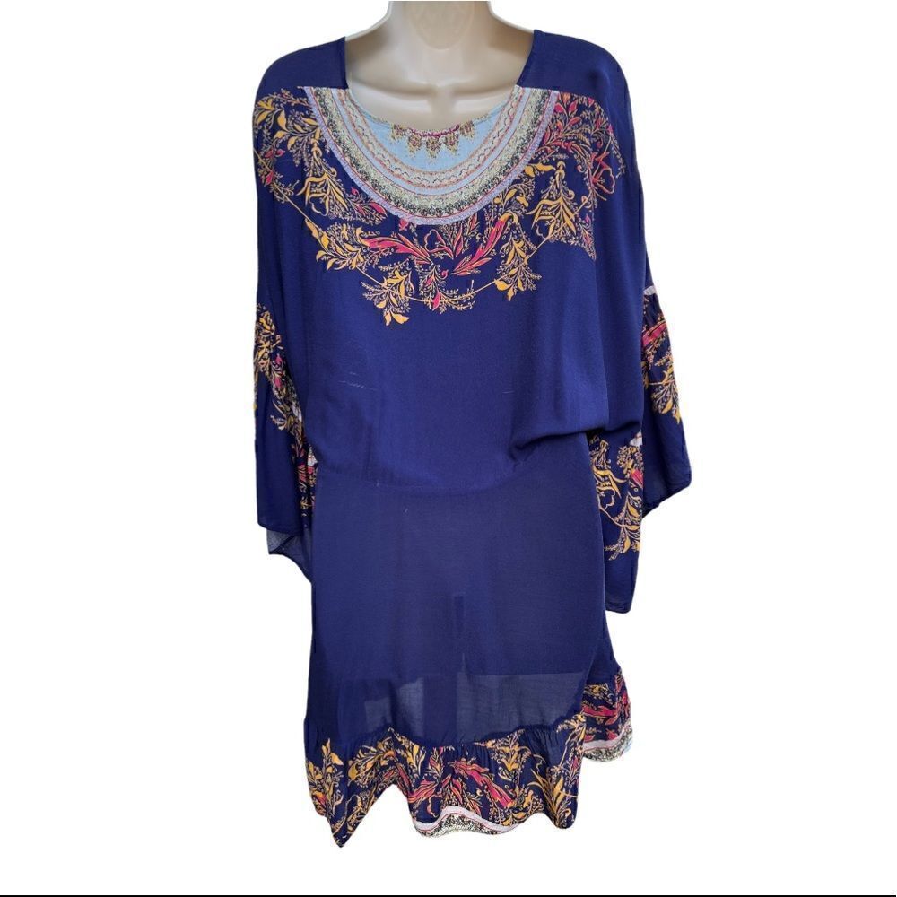 FREE PEOPLE The Sunset Dreams Ruffle Top in Blue Size Medium - Picture 11 of 15